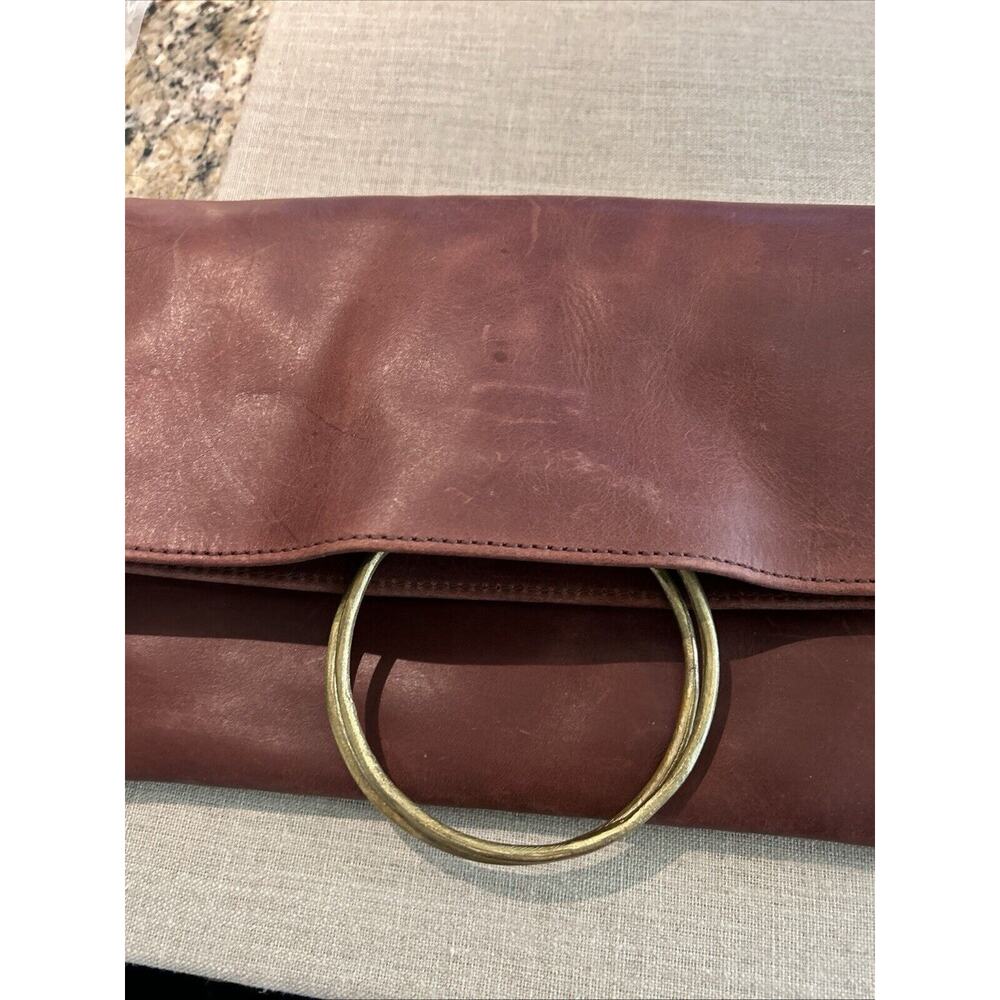 Parker Clay Nyala Fold-over Clutch Brick Ethiopian Leather‎ Brass Sold Out $178